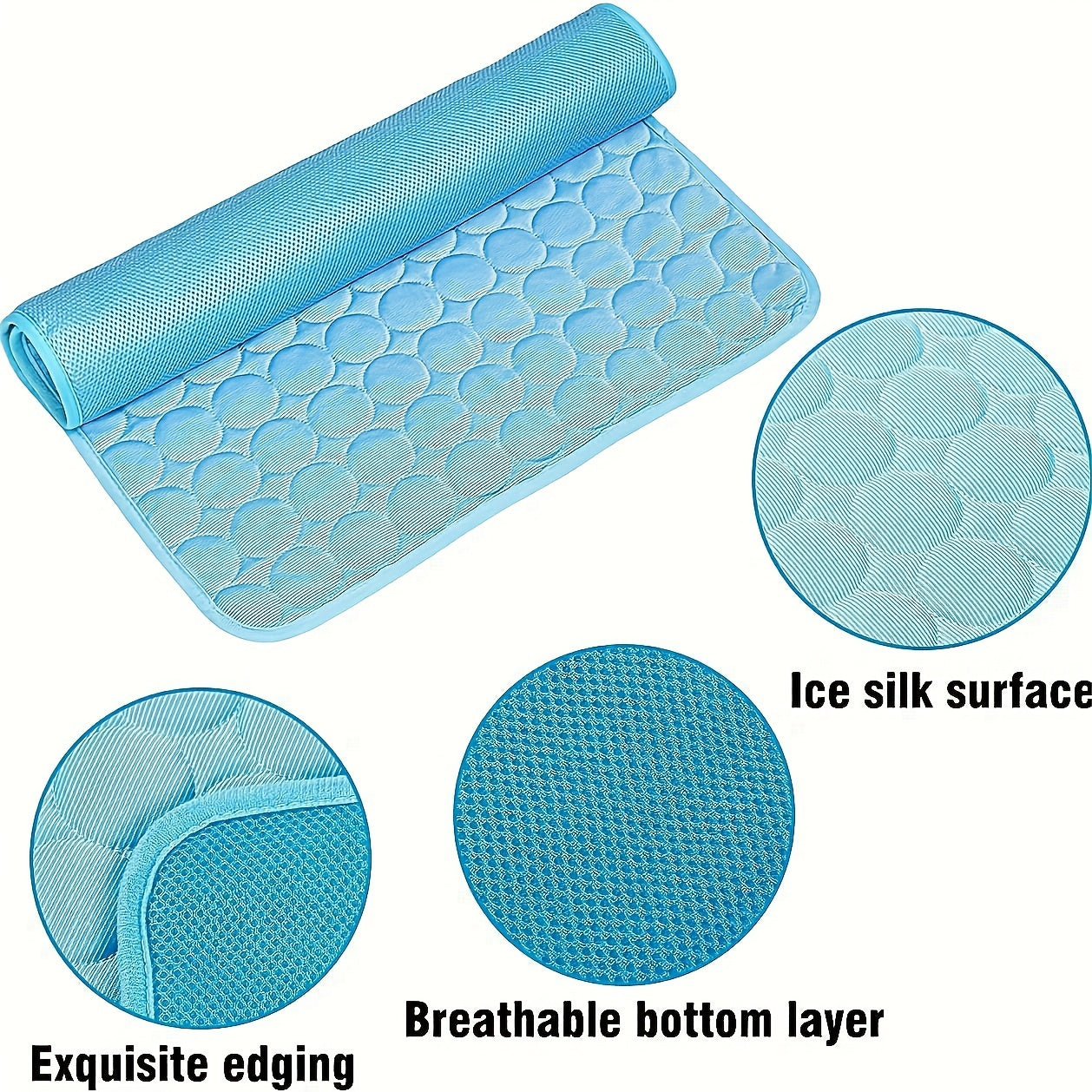 Dog Cooling Mat Cooling Pad for Pets Chilly Pad for Kennels, Crates, Cars, Indoor & Outdoor Ice Silk Mat Cooling Blanket Cushion Non-Toxic Breathable Sleep Bed Beach
