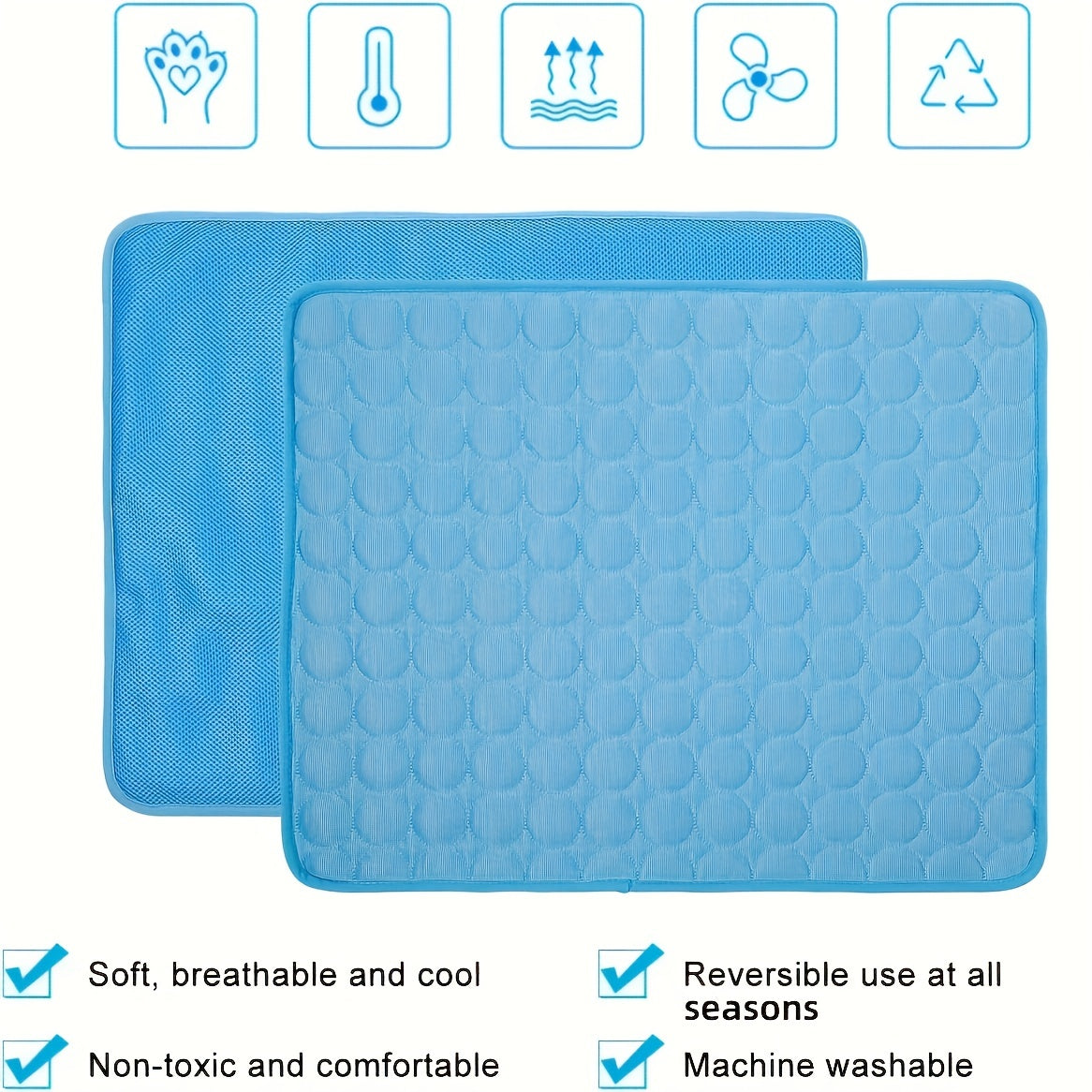 Dog Cooling Mat Cooling Pad for Pets Chilly Pad for Kennels, Crates, Cars, Indoor & Outdoor Ice Silk Mat Cooling Blanket Cushion Non-Toxic Breathable Sleep Bed Beach
