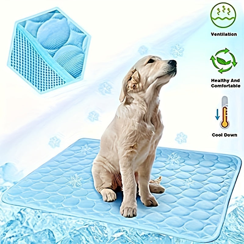 Dog Cooling Mat Cooling Pad for Pets Chilly Pad for Kennels, Crates, Cars, Indoor & Outdoor Ice Silk Mat Cooling Blanket Cushion Non-Toxic Breathable Sleep Bed Beach