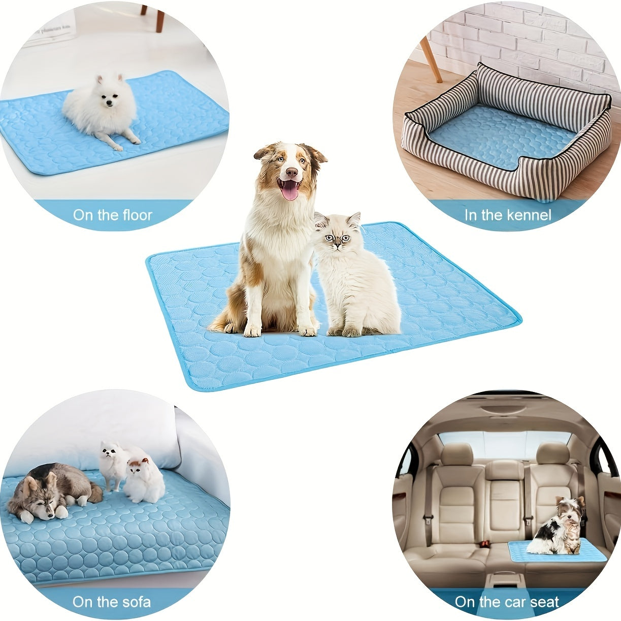 Dog Cooling Mat Cooling Pad for Pets Chilly Pad for Kennels, Crates, Cars, Indoor & Outdoor Ice Silk Mat Cooling Blanket Cushion Non-Toxic Breathable Sleep Bed Beach
