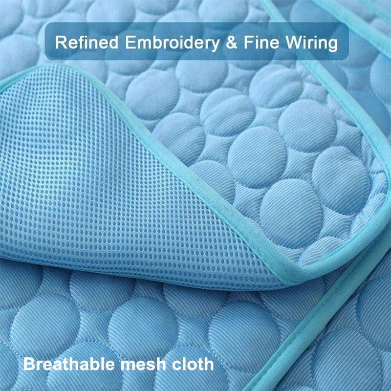 Dog Cooling Mat Cooling Pad for Pets Chilly Pad for Kennels, Crates, Cars, Indoor & Outdoor Ice Silk Mat Cooling Blanket Cushion Non-Toxic Breathable Sleep Bed Beach