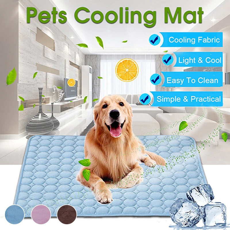Dog Cooling Mat Cooling Pad for Pets Chilly Pad for Kennels, Crates, Cars, Indoor & Outdoor Ice Silk Mat Cooling Blanket Cushion Non-Toxic Breathable Sleep Bed Beach