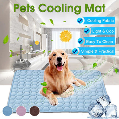 Dog Cooling Mat Cooling Pad for Pets Chilly Pad for Kennels, Crates, Cars, Indoor & Outdoor Ice Silk Mat Cooling Blanket Cushion Non-Toxic Breathable Sleep Bed Beach
